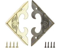 Allecto Plus - Houten Kist Hoekbeschermer 40 Stuks - Vintage Meubelhoeken - Randbeschermer Metaal - Decoratie Sieradendoos - Opbergdoos - Antiek Brons & Goud - Bescherming tafelrand