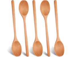 Allecto Plus - Houten Kooklepels Set van 5 - Soeplepel, Honinglepel, Theelepel, Braadlepel - Keuken & Restaurant Benodigdheden