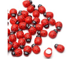 Allecto Plus - Houten Lieveheersbeestje Decoratie - 200 Stuks - Scrapbooking - Knutselspullen - Tuindecoratie