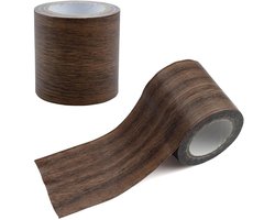 Allecto plus - Houten Look Tape Reparatie Vloer en Meubels - Donkerbruin - Eik - Keuken Badkamer Muur glog; Houten Look Lijm Plak Meubels.