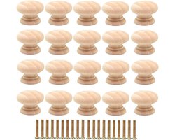 Allecto plus - Houten Meubelknoppen 20 Stuks voor Kasten en Laden - Commode Handgrepen met Vintage uitstraling