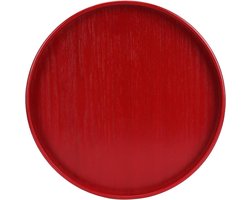 Allecto Plus - Houten Rond Dienblad Rood Antislip Huishoudelijk Voedsel Serveren voor Thuis Keuken en Restaurant (24cm)