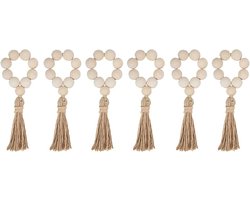 Allecto Plus - Houten servetringen, Bohemian stijl, tafeldecoratie voor bruiloft - Set van 6