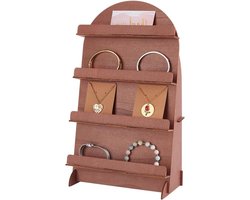 Allecto plus - Houten Sieraden Display Stand | Oorbel Card Holders | Armbanden & Kettingen Rack met Slots | Verkoop & Tentoonstelling Display | Camel
