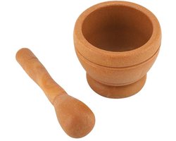 Allecto Plus - Houten vijzel en stamper voor de keuken - Specerijen molen met kruidenmolen - Keukengereedschap voor pillen vermalen - Houten kommen versnipperaar