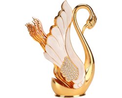 Allecto Plus - Innovatieve koffieset in goud voor bistro's en feesten met vorklepels - servies set voor diners (goud witte vork)