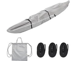 Allecto plus - Kajak Afdekking: Volledige Bescherming, Universeel, Waterdicht & UV-bestendig - 420D Polyester - Voor 3/4/5/5,5m Kano - Zonwering, Stofdicht - 3,1m x 70cm