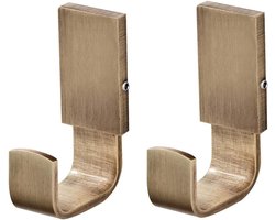 Allecto Plus - Kapstok Haak Antiek Messing 2 Pack met Handdoek & Gewaad Haken voor Badkamer en Keuken - Wandmontage Shirt Houder in Geborsteld Brons