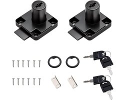 Allecto Plus - Kast Kantoor Lade Cam Lock Set van 2 met Sleutels - Beveiliging Slot voor Archiefkasten en Meubels - Voor Meubeldeuren en Brievenbussen - Glazen Showcase - Master Key Inbegrepen