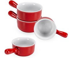 Allecto plus - Keramische Soepkommen met Handvat 400 ml - Set van 4 Stuks - Magnetron- en Ovenbestendig - Ideaal voor Soep, Muesli en Pasta