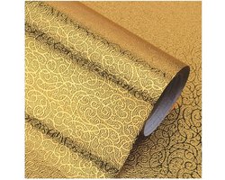 Allecto Plus - Keuken Aluminiumfolie Sticker Zelfklevend Waterdicht Oilproof Meubels Behang 300x40 cm Rotan Goudkleurig