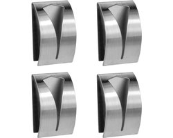 Allecto plus - Keuken Theedoek Haak Set van 4 RVS - Badkamer- en Keukenhanddoek Houders - Zilverkleurig - Wandmontage zonder boren