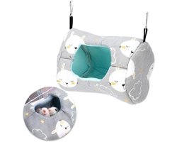 Allecto plus - Kleine Dieren Hangmat van Canvas voor Kooi - Slaapnest en Speelgoed voor Rat en Hamster - Grijze Schommel - Geschikt voor Klein Konijn