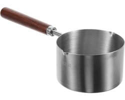 Allecto Plus - Kleine roestvrijstalen steelpan met gietuitloop en houten handvat - Ideaal voor chocolade saus - 250 ml / 8.5 oz
