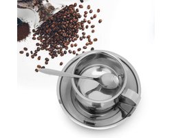 Allecto plus - Koffie Thee Gift Sets, dubbelwandige RVS Mokken met Lepel en Schotel - Set van 3 - Servies met Antikleef Coating