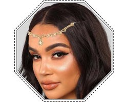 Allecto Plus - Kristallen Hoofd Ketting met Gouden Haar Sieraden Accessoires voor Vrouwen - Eén maat - Bergkristal Kristalstraaljuwelen - Glamour Stijlvol Design
