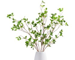 Allecto Plus - Kunstmatige Ficus Takken - Decoratieve Stengels voor Vaas - Groen Blad - Bruiloft en Kantoor Decoratie - Set van 3 Stuks