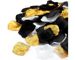 Allecto Plus - Kunstmatige Rozenblaadjes - Decoratieve Bloemblaadjes voor Bruiloft en Valentijnsdag - Set van 1.600 Stuks - Feestaccessoires in Goud, Wit en Zwart