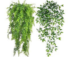 Allecto Plus - Kunstplanten met Pot voor Buiten en Binnen - Fake Ivy Planten voor Decoratieve Woonaccessoires - Kunst Hangmanden voor Thuis Badkamer Esthetische Kamer Muurplank Kantoor Decoratie.