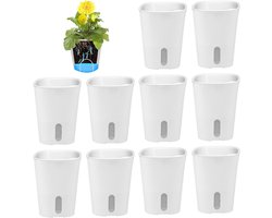 Allecto Plus - Kunststof bloempot set van 10 met zelfgietend irrigatiesysteem voor binnen- en buitenplanten (95 cm) - Tuin decoratie en kweekpot%pots.