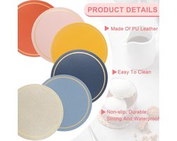 Allecto plus - Leren onderzetters set van 6 stuks voor salontafel - Housewarming - 10 cm - Blauw
