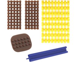 Allecto Plus - Letterstempels en accessoires voor klei - Alfabet en cijfers - Geel - 8-delige set - Tiny koekjesstempel - Letters voor koekjes - Aardewerk DIY projecten