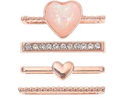 Allecto Plus - Luxe Band Decoratieve Ringen Houder voor Horloge en Sieraden - Rose Goud RVS - 4 Stuks - Accessoires en Dienbladen - Diamant Design