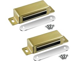 Allecto Plus - Magneetsnapper deurmagneten voor kastdeuren - RVS deursluitingen - Meubel- en balkondeur magneet - Goud - 72 mm - Set van 2stuks