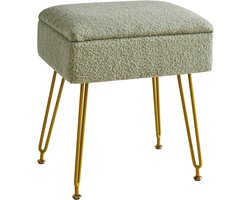 Allecto Plus - Make-upkruk met opbergruimte van teddy fluweel - Modern design - Voor slaapkamer en woonkamer - Groen - Afmetingen 40 x 30 x 47 cm