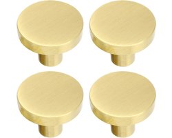 Allecto Plus - Massief messing ronde kastknoppen - kastdeur handgreep met schroeven - voor kledingkast en dressoir - set van 4 - 20mm x 25mm