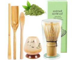 Allecto Plus - Matcha Bezem Set van 5 met 100 Tanden | Traditionele Schep en Lepel | Groene Thee Poeder Accessoires | Sneeuwbezem | Handgemaakt in Japan