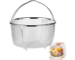 Allecto Plus - Mesh-stoommand voor groente - Roestvrijstalen stoompan met handvat - Geschikt voor instant pot en snelkookpannen - Kookpan accessoire - 20 cm Breed