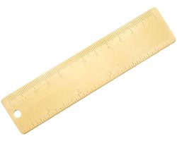 Allecto plus - Messing rechte linialen 12cm 4 Inch Koper Meetliniaal Cm Inch Dual Schaal voor Lijntekening Goudkleurig