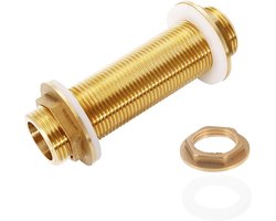 Allecto Plus - Messing Schotfitting G3/4 Buitendraad 100 mm Draadverbindingsadapter - Rubberen Afdichtingen - Buizen, Fittingen, Watertanks, Regenton, Aquarium, Zwembad