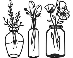 Allecto plus - Metalen bloem wanddecoratie tulp draad ijzeren decor woonaccessoire 3 stuks met minimalistische stijl - geschikt voor keuken, badkamer, woonkamer.