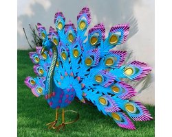 Allecto Plus - Metalen Pauw Standbeeld voor Binnenplaatsen en Tuinen - Tuindecoratie met Vogel Ornamenten - Grote Sculptuur als Uniek Huis Geschenk - Geschikt voor Balkons en Gazons