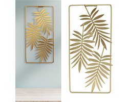 Allecto Plus - Metalen Scandinavisch Stijl Decoratief Beeld Wanddecoratie Bladeren Vorm Wandbehang voor Woonkamer Slaapkamer Achtergrond 29.5 x 14.5 cm - Gouden Wandkunst.