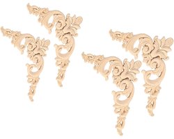 Allecto plus - Meubelapplique Set van 4: Hout Gesneden Hoek Onlay Decoratie DIY Stickers voor Ongeverfde Houten Meubels
