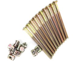 Allecto plus - Meubelbouten en schroeven van koolstofstaal voor meubels - 10 stuks.spin met moeren - verbinding voor bedden, wiegen en stoelen (80 mm)