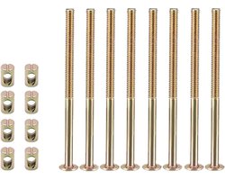 Allecto Plus - Meubelbouten M6 x 110mm Moerset Koolstofstaal - 8 stuks - Meubels Connector - Bevestigingsmiddel - Stoel Bed - Vatmoeren - Hex Socket Schroef