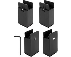 Allecto plus - Meubelverhoger Set 10cm Zwart - Voor Vierkante Meubelpoten - Heavy Duty - 4 Stuks