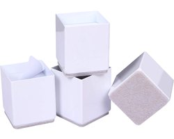 Allecto plus - Meubelverhoging van koolstofstaal, 6,1 cm breed, zelfklevend - Voor bedden, bankkasten - Draagt tot 50.000 lbs - Wit vierkant - 2 inch verhoging