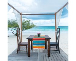 Allecto plus - Mexicaanse deken tafelloper met glanzende regenboogstrepen - 35x275cm - Tafelkleed met franje voor bruiloft, festival en feest - Tafeldecoratie