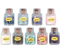 Allecto Plus - Mini-kristallen edelsteenflessen - Set van 9 stenen - Natuurlijk kwarts voor thuis - Balanceren, meditatie, gelukswensen