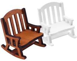 Allecto Plus - Mini Schommelstoel Decoratie Set | Houten Poppenhuisaccessoires | 2 Stuks
