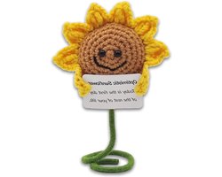 Allecto Plus - Mini Zonnebloem Knuffel Emotionele Ondersteuning - Gebreid Wol - Opbeuringscadeau voor Vrienden - Aanmoedigingssouvenir - Zonnebloem Thema