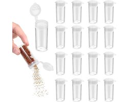Allecto plus - Mini-zoutvaatjes voor reizen, transparante kruidenstrooier - 20 stuks. Perfect voor picknicks, barbecues en bentobox.