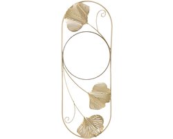 Allecto Plus - Moderne Ginkgo Blad Wandspiegel Metaal - Decoratief Muurdecor - Bladvormige Muurhanger voor Woonkamer Slaapkamer - Achtergronddecoratie - 45.6 x 16.7 x 1.5 cm