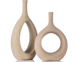 Allecto plus - Moderne keramische vaas set van 2 voor woondecoratie, tafel middenstukken, boerderij, open haard, woonkamer, slaapkamer, kantoor, boekenplank