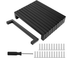 Allecto plus - Moderne roestvrijstalen meubelgrepen, set van 12, zwart, gatafstand 160 mm. Geschikt voor keuken, laden en kasten. Inclusief schroeven.